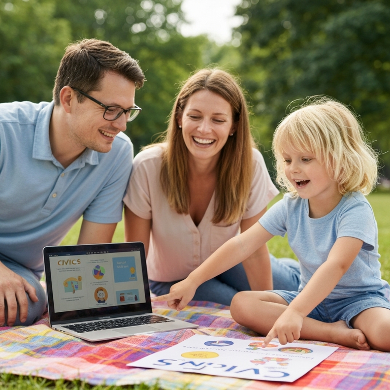 Family learning civics outdoors