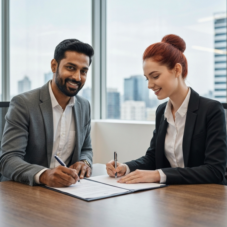 ¿Es la visa de inversión la oportunidad de emprender y vivir legalmente en Estados Unidos? 1 Firma de acuerdo de inversion con empresa local en sala de conferencias