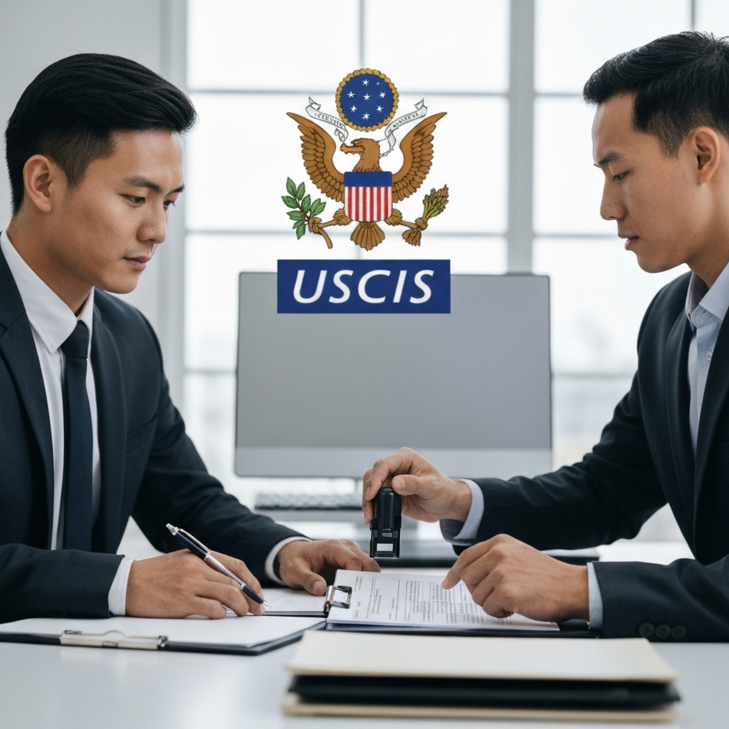 Proclamación de 100,000 dólares para renovaciones de H-1B desata batallas legales 2 Manos firmando y sello en formulario