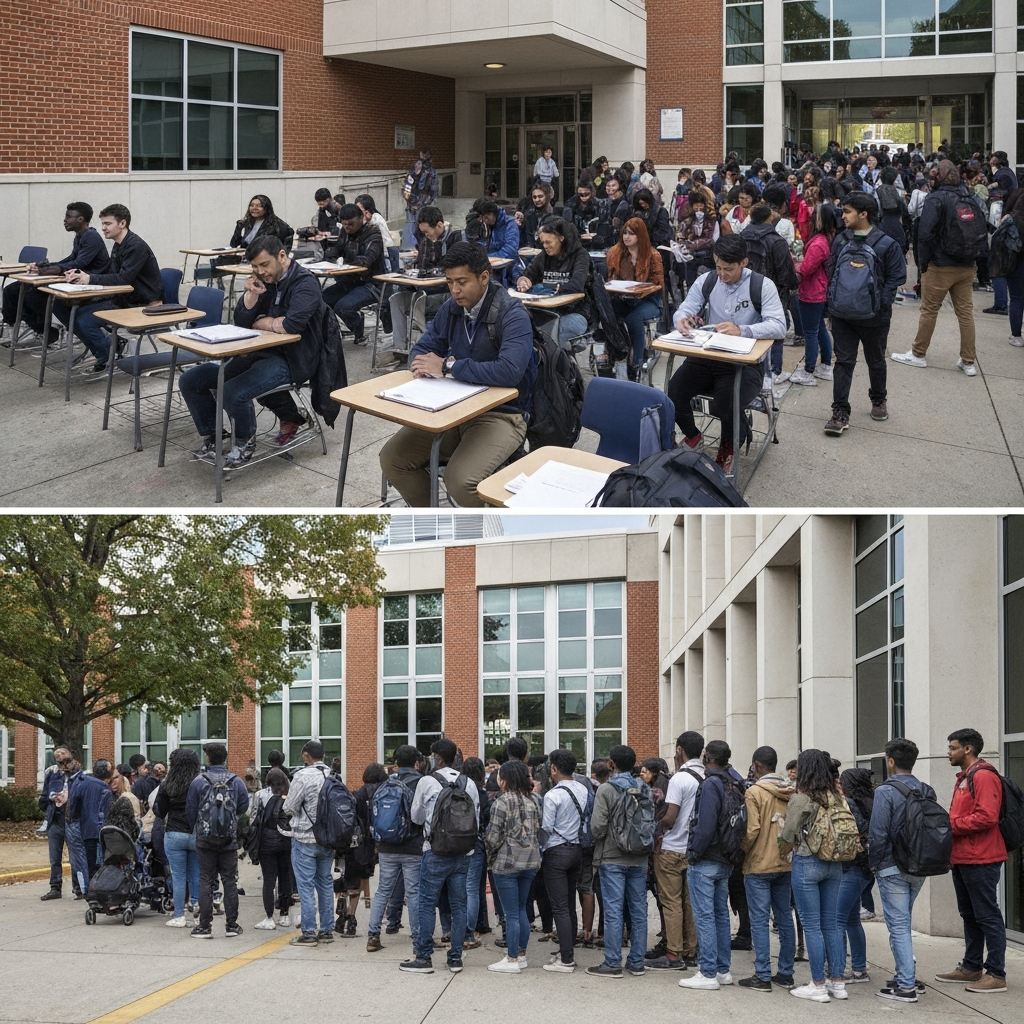 Estados Unidos refuerza su política migratoria: restricciones de viaje ampliadas y verificación reforzada que afectan a millones de inmigrantes y empresas 3 Campus universitario vacio debido a restricciones