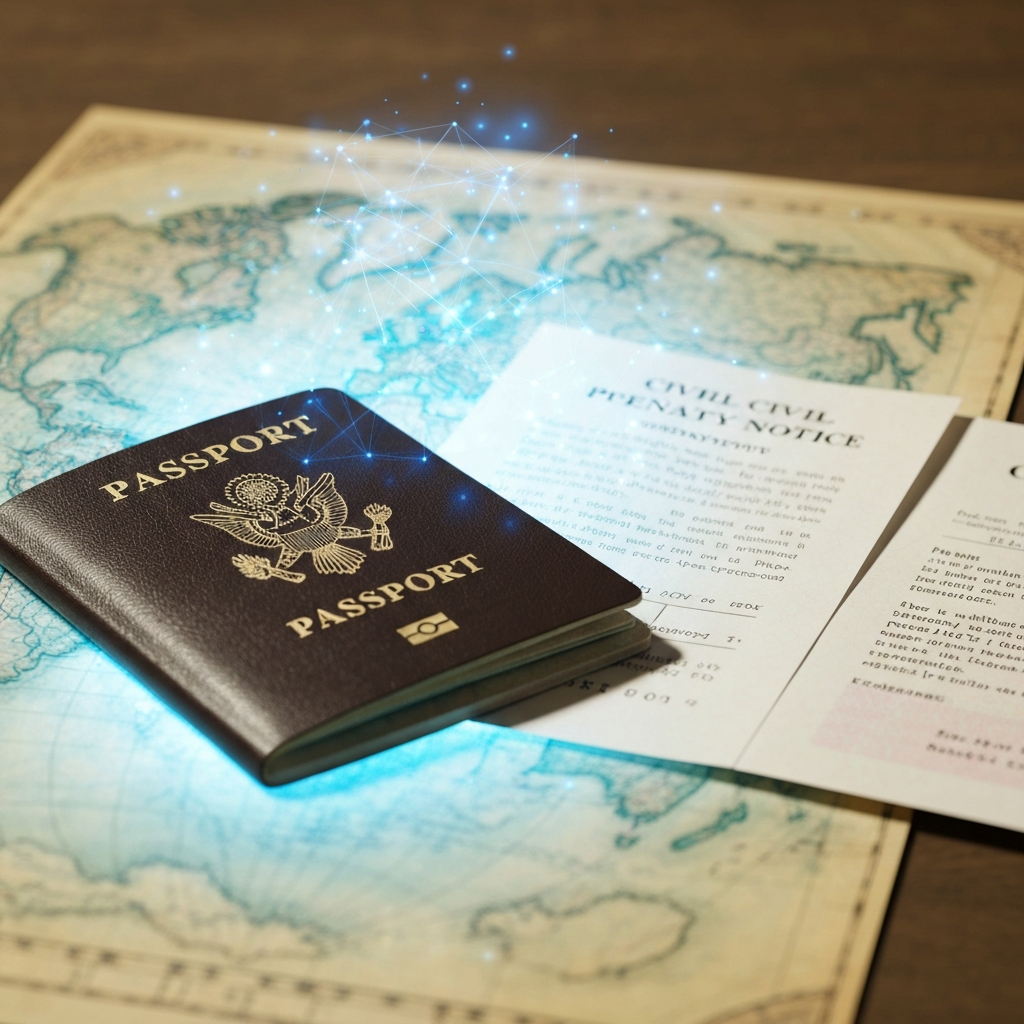 Pasaporte y mapa simbolizando salida voluntaria