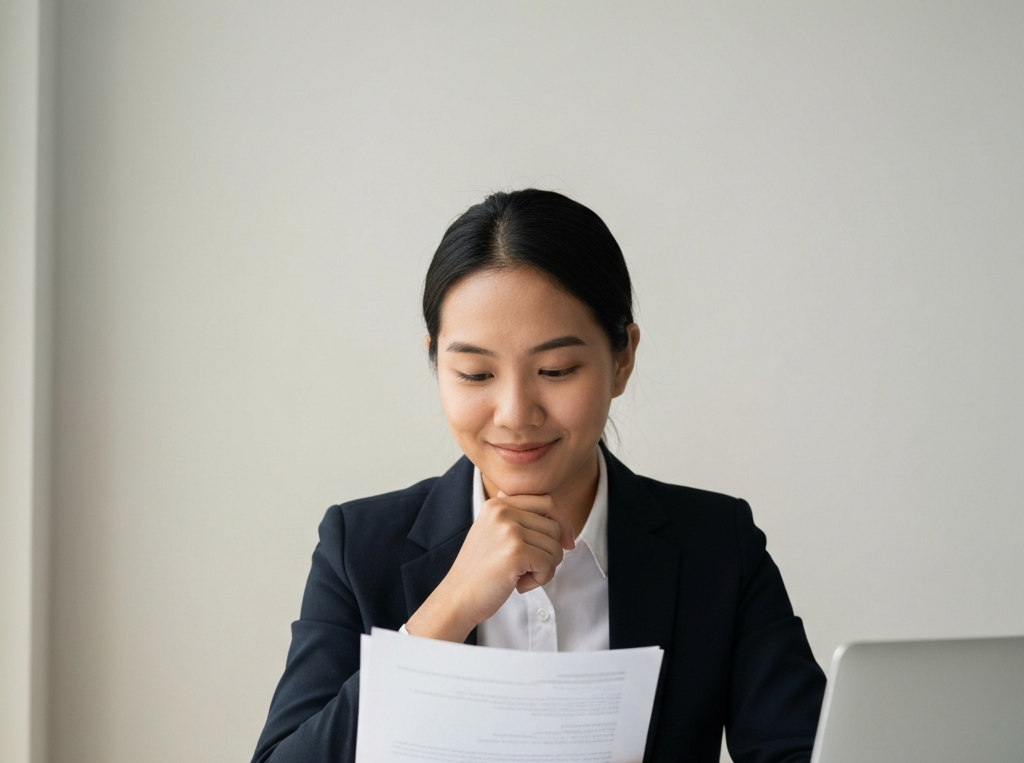 Persona observando documentos con esperanza, verificar mi caso de inmigracion