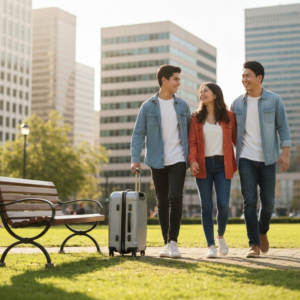 Descubre cómo el boletín de visas impulsa nuevas oportunidades para familias 3 Familia caminando en parque, reunificacion