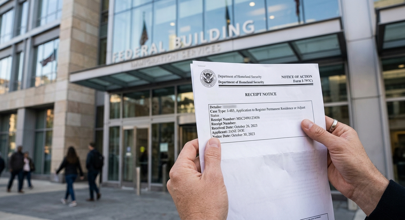 Perdón migratorio I-601: requisitos, proceso y quién califica 2 Notificación oficial de recibo emitida por USCIS tras la presentación de un trámite de waiver de inadmisibilidad.
