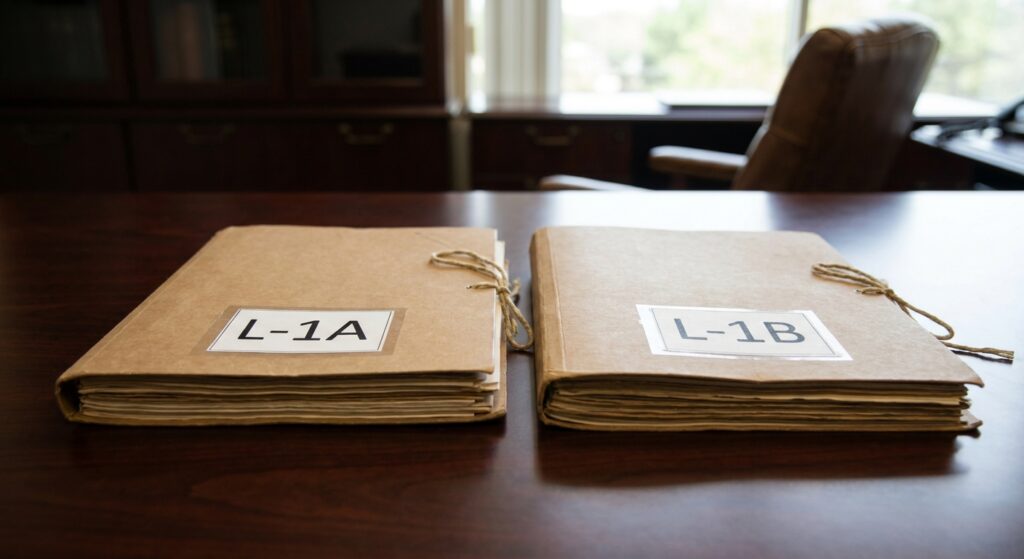 Visa L1A vs L1B: diferencias clave y cuál te conviene 2 Comparacion detallada de documentos para la visa l1a vs l1b en un entorno de oficina.