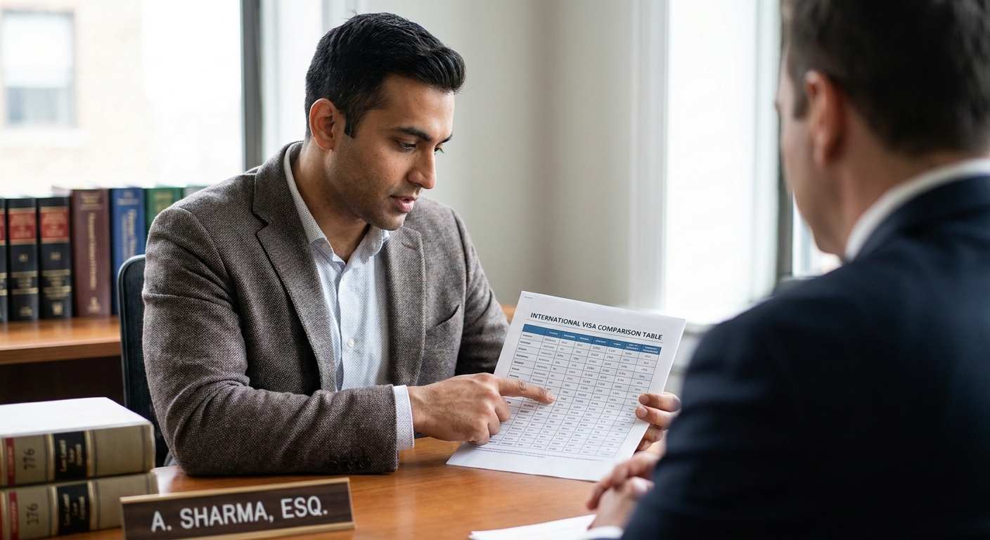 ¿Cómo abrir un negocio en Estados Unidos siendo extranjero? 1 Emprendedor extranjero revisando opciones de visa E-2 y EB-5 para abrir un negocio en Estados Unidos.