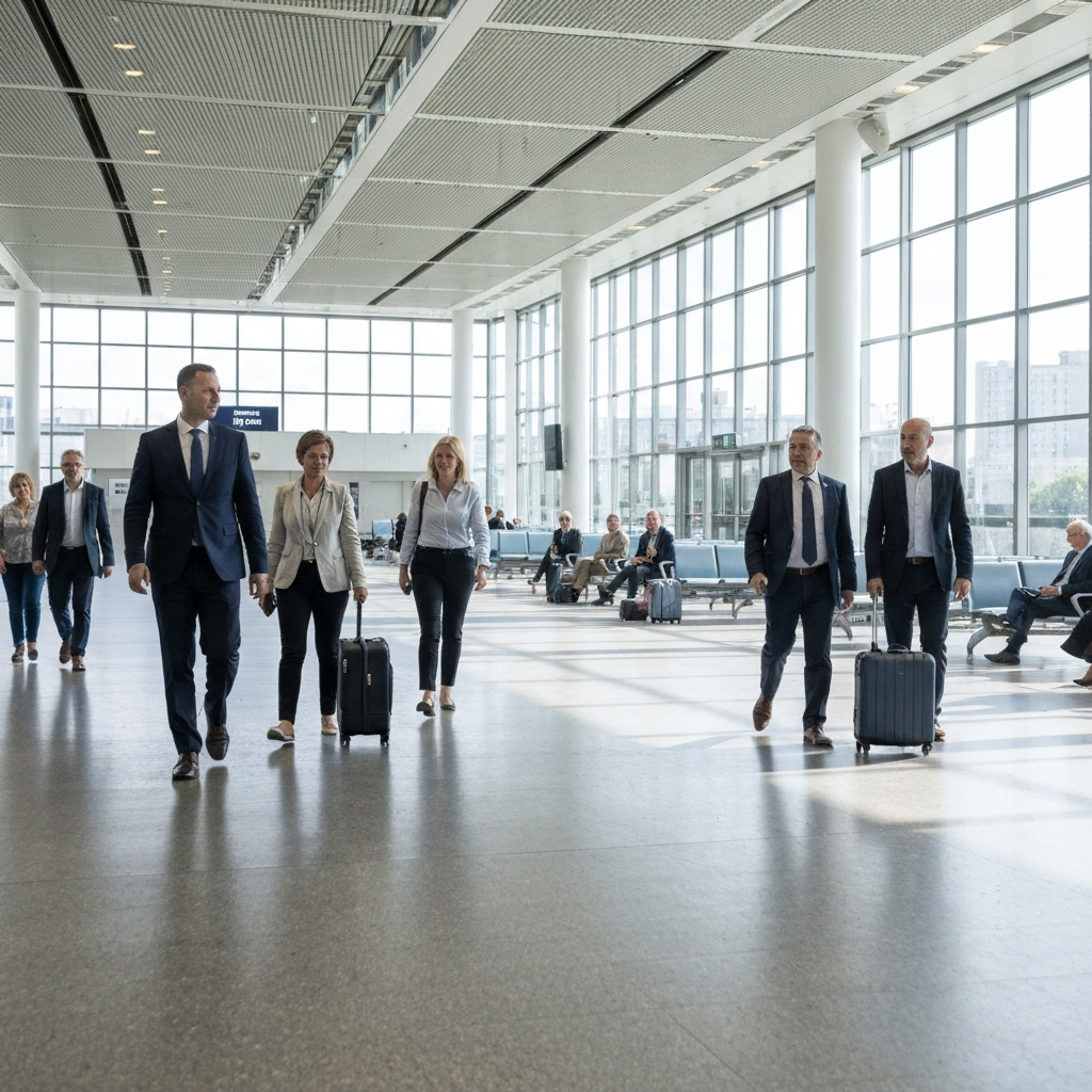 El fin del cierre parcial de 76 días impulsa la normalización de las operaciones de DHS, pero ICE y CBP siguen sin financiamiento 3 escena amplia en aeropuerto con flujo de viajeros