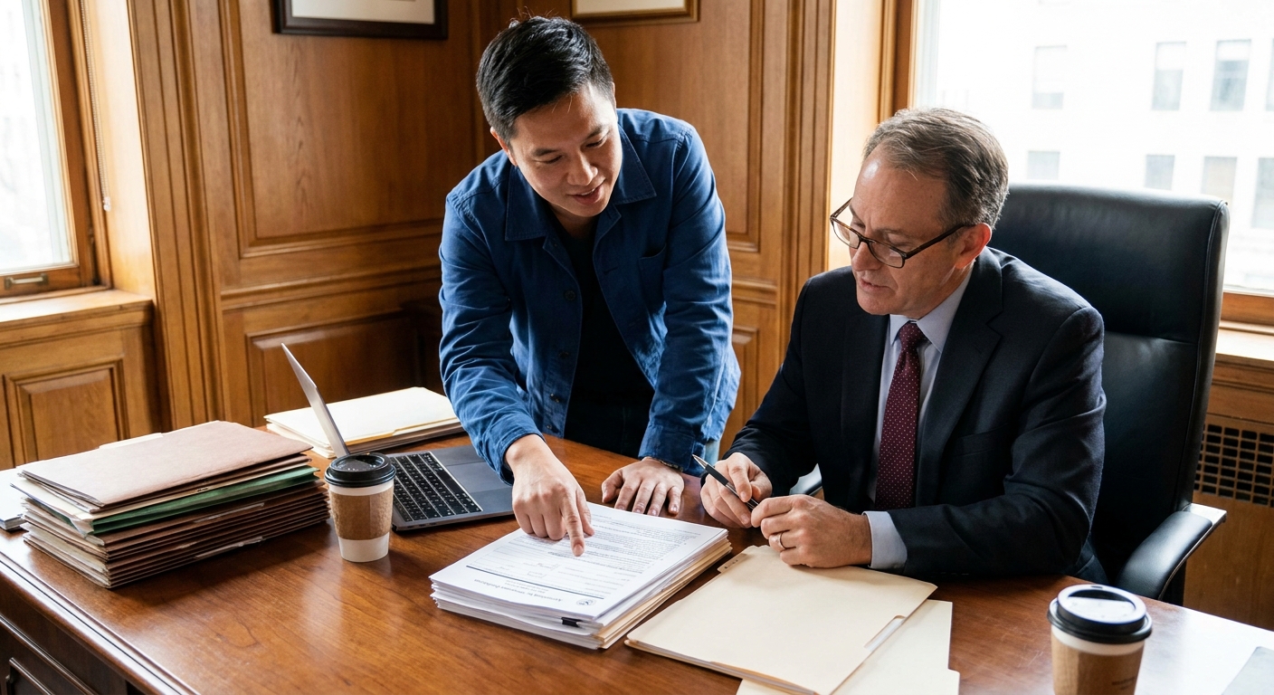 Persona revisando ventajas de ser ciudadano americano con abogada de inmigracion.