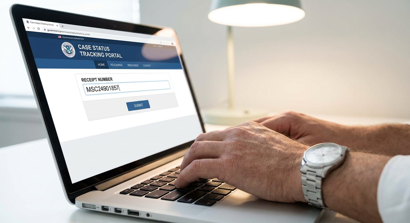¿Qué es el perdón I-601A y quién puede solicitarlo? 2 Persona consultando el estado de su trámite y el tiempo de procesamiento en el portal de USCIS.
