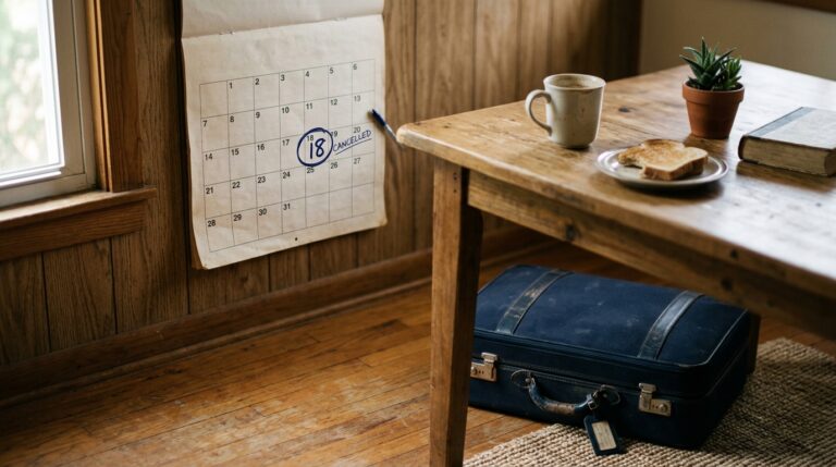 Abogado de Inmigración 46 Una maleta cerrada junto a un calendario en una mesa sobre el permiso de viaje Advance Parole