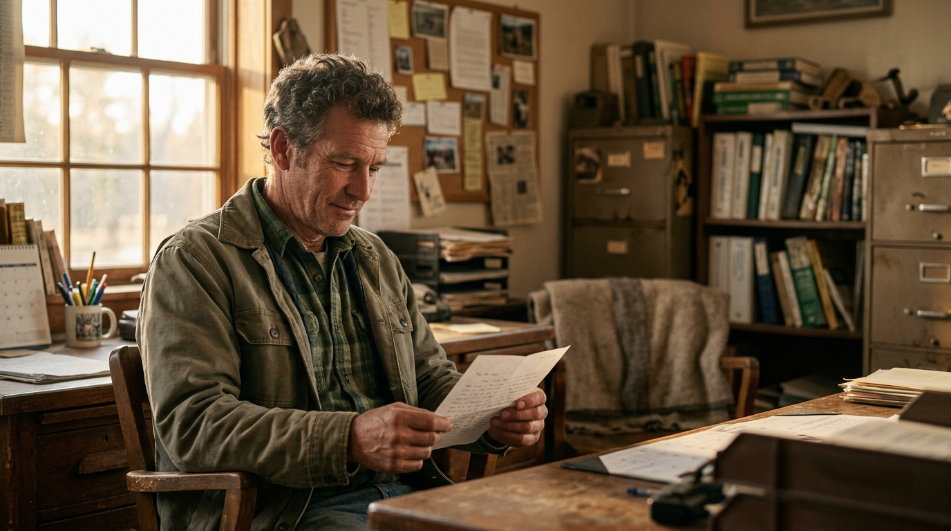 El Departamento de Trabajo ajusta las tasas de salarios H-2A 1 Un trabajador agricola sentado en una oficina leyendo un documento con expresion de alivio