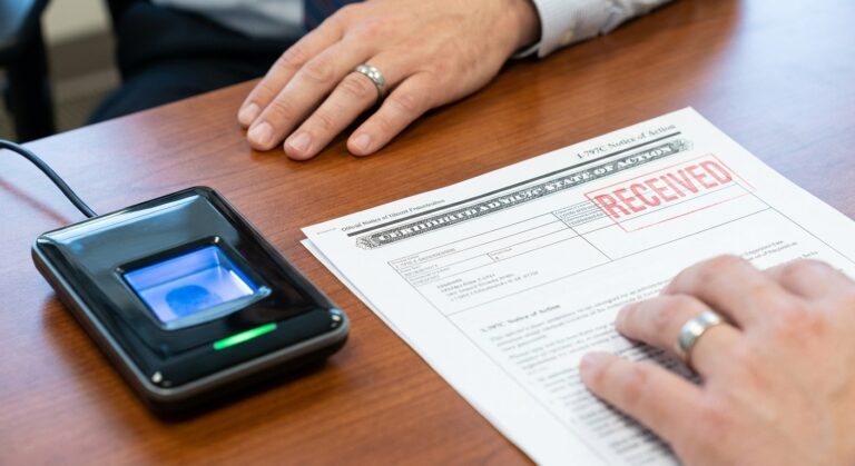 Residencia - Green Card 3 Aviso I-797C sellado y escaner de huellas dactilares para la cita biometrica uscis en oficina federal.