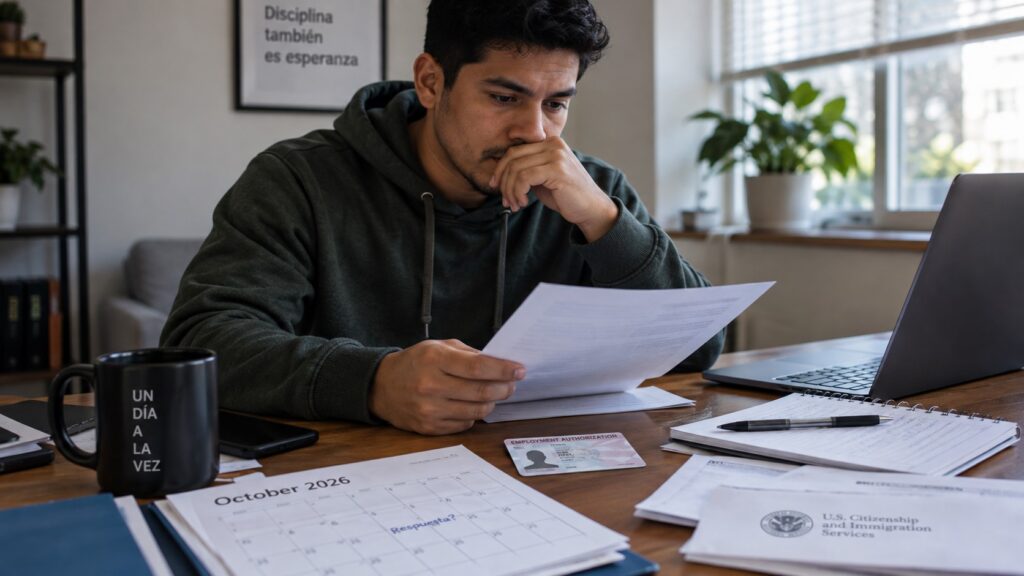 Renovación de DACA en 2026: cuándo renovar, costo y errores que causan rechazos 3 Persona revisando documentos para la renovación de DACA 2026
