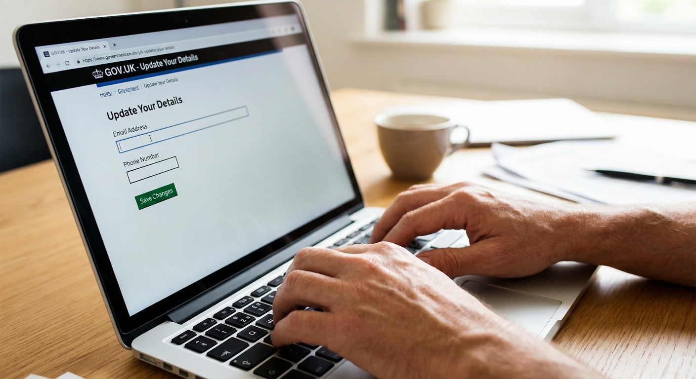 Persona actualizando datos de contacto en portal digital del Centro Nacional de Visas NVC.