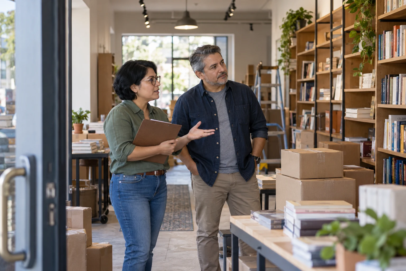Socios evalúan un local para crear una empresa en Estados Unidos siendo extranjeros