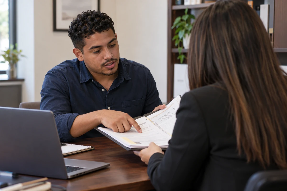 Visa L1A vs L1B: diferencias clave y cuál te conviene 2 Cliente revisa evidencia de empleo para evaluar la visa L1A o L1B