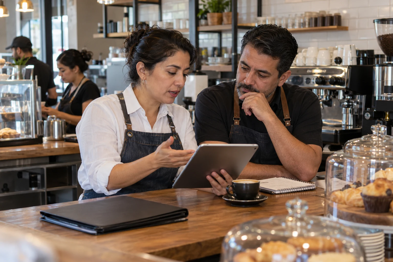 Socios revisan su negocio para evaluar una visa para inversionistas en USA