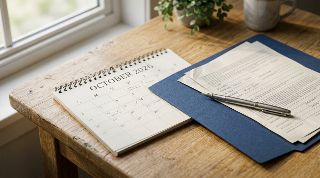 USCIS elevará el costo de trámites humanitarios y TPS 2 Documentos de solicitud de asilo junto a un calendario que senala el aumento de tarifas de USCIS.