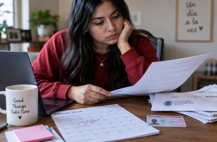 Persona revisando documentos para la renovación de DACA 2026