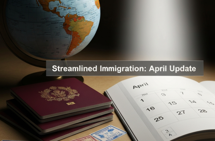 Globo, pasaportes y calendario simbolizando progreso migratorio