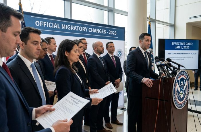 Imagen central que ilustra ICE nuevas políticas inmigrantes sin mostrar rostros.