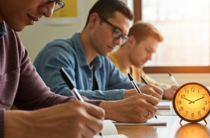 Diversos adultos estudian ciudadanía en clase requisitos para ser ciudadano estadounidense