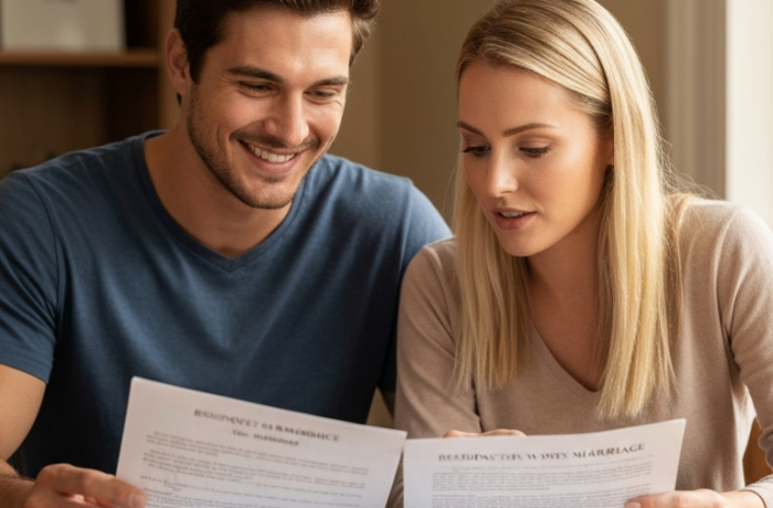 Pareja revisando papeles de residencia puedo perder mi residencia permanente si me divorcio