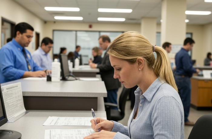 ultimas noticias de la visa u Solicitante revisando Visa U en oficina