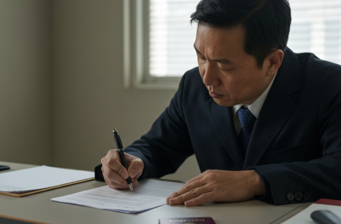 Manos firmando proceso de nueva ley de inmigracion residencia permanente