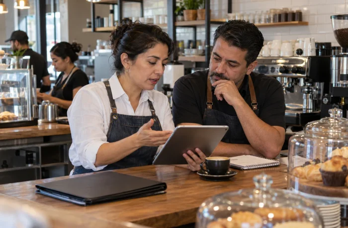 Socios revisan su negocio para evaluar una visa para inversionistas en USA