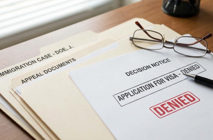 Notificacion de decision y carpetas sobre una mesa, qué pasa si no te aprueban la Visa tT