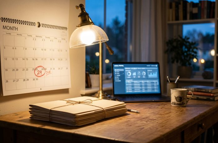Documentos y un calendario en una mesa iluminada sobre el beneficio de TPS para El Salvador.