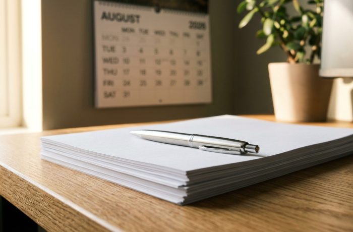 Documentos organizados sobre un escritorio listos para la nueva edicion del formulario I-864 de inmigracion.