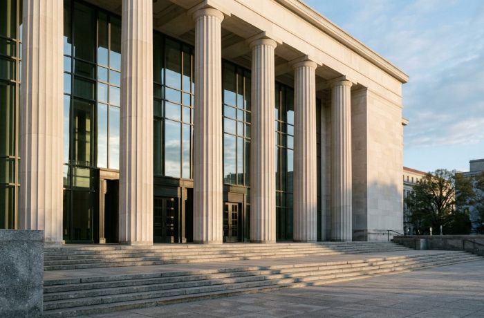 Edificio judicial federal donde se debaten los arrestos de ICE sin orden para proteger derechos.